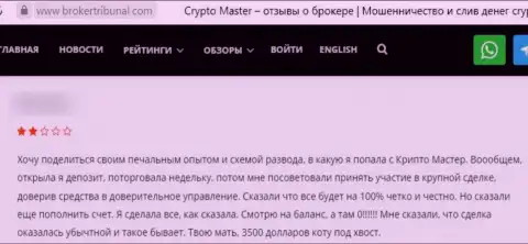 Отзыв, после изучения которого становится понятно, что компания Crypto Master - это ВОРЮГИ !