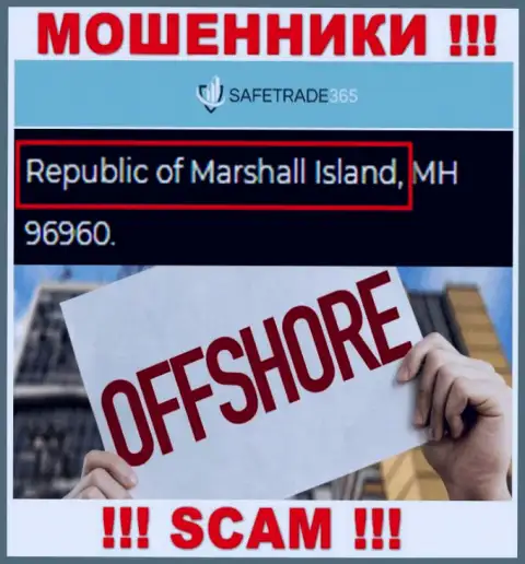 Маршалловы острова - оффшорное место регистрации мошенников SafeTrade365, приведенное на их сайте