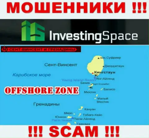 Investing Space базируются на территории - Сент-Винсент и Гренадины, избегайте взаимодействия с ними