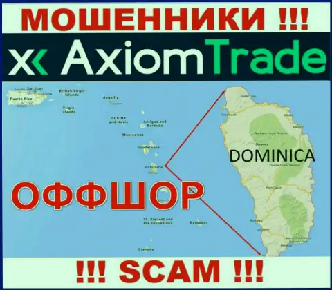 Axiom Trade намеренно прячутся в офшорной зоне на территории Dominica, лохотронщики