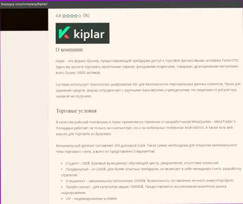 Статья об Форекс компании Kiplar на сайте FinOtzyvy Com