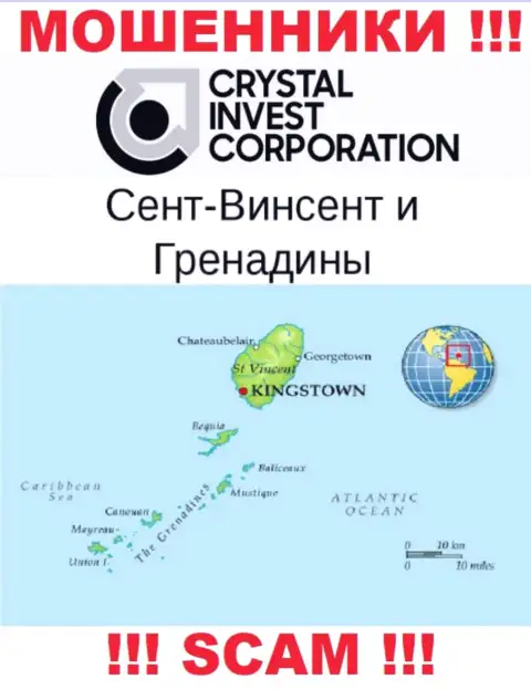 Сент-Винсент и Гренадины - это официальное место регистрации конторы CRYSTAL Invest Corporation LLC