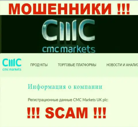 Свое юр. лицо компания CMC Markets не скрывает - CMC Markets UK plc