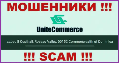 8 Copthall, Roseau Valley, 00152 Commonwealth of Dominica - это офшорный официальный адрес ЮнитКоммерс Ворлд, опубликованный на сервисе указанных лохотронщиков