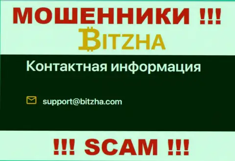 Адрес электронной почты мошенников Bitzha, информация с официального информационного ресурса