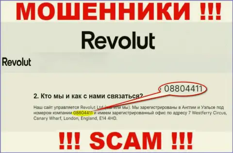 Будьте очень внимательны, наличие номера регистрации у конторы Револют (08804411) может оказаться уловкой