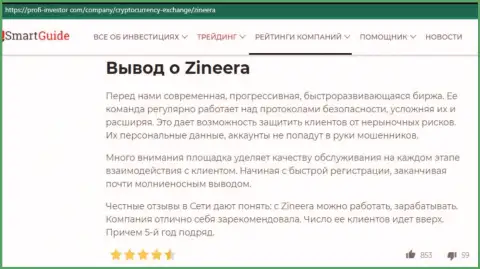 Возврат денег в биржевой компании Zinnera Com описан в информационной публикации на портале Профи-Инвестор Ком